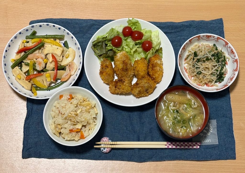 料理教室マンツーマン豚チーズコロッケ風セット盛り付け