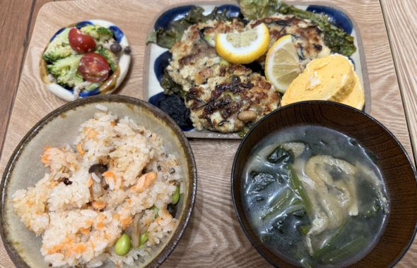 料理教室マンツーマン厚揚げひじきつくねセット盛り付け