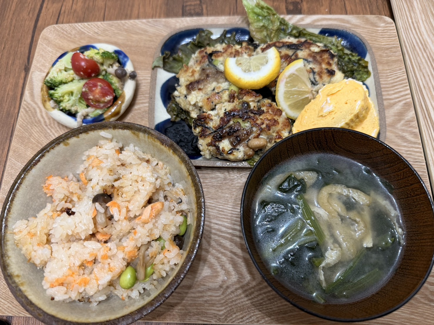 料理教室マンツーマン厚揚げひじきつくねセット盛り付け