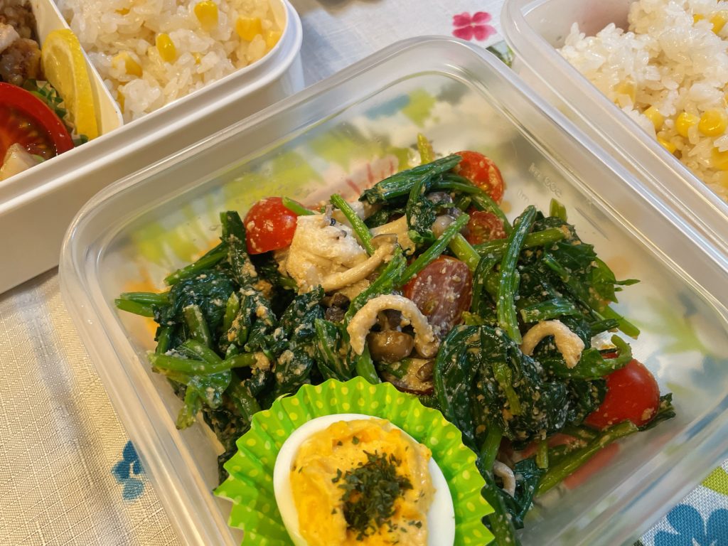 料理教室マンツーマンほうれん草胡麻和え