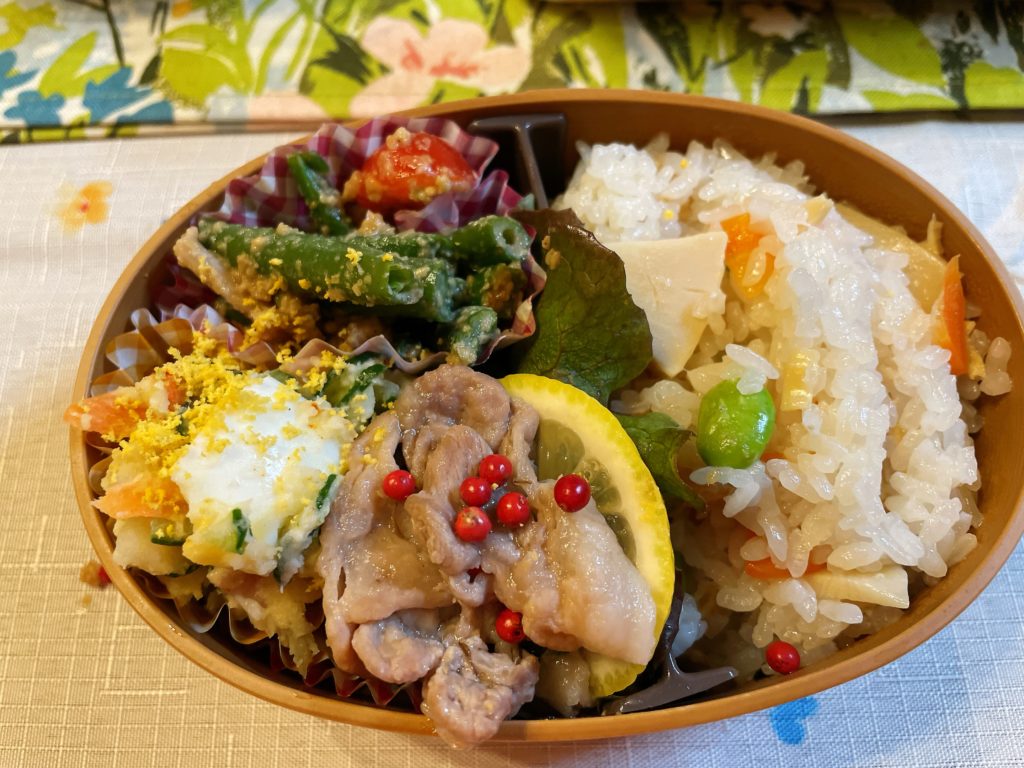 料理教室マンツーマン豚小松菜味噌炒め弁当