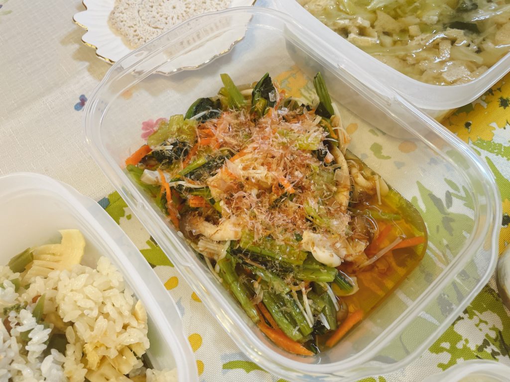 料理教室マンツーマン小松菜お浸し