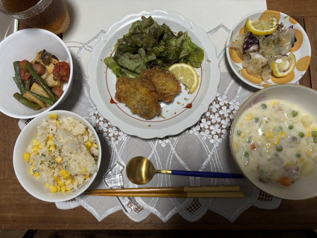 料理教室マンツーマンチキンカツセット盛り付け