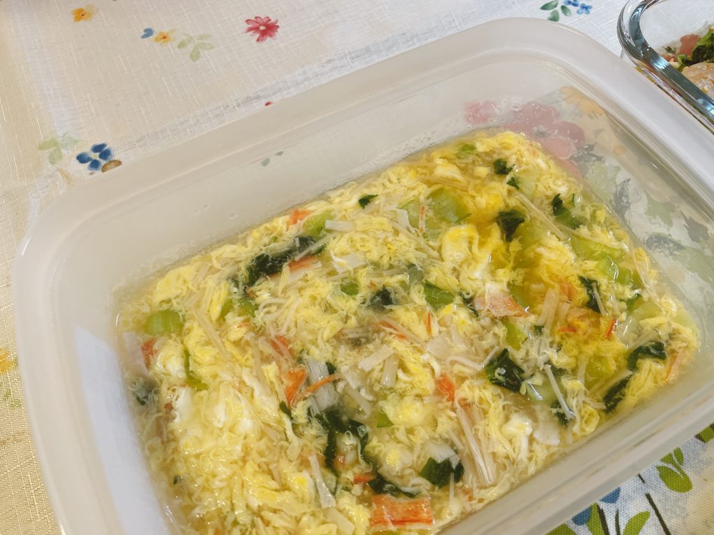 料理教室マンツーマンカニカマ卵スープ
