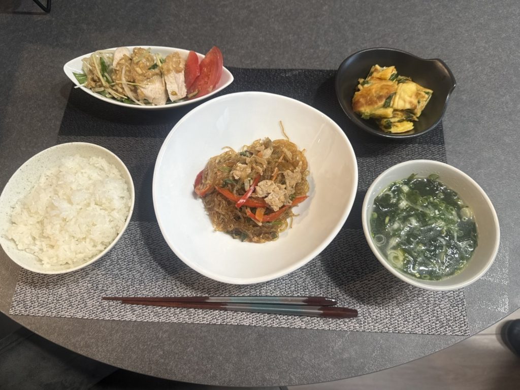 料理教室マンツーマンチャプチェセット盛り付け