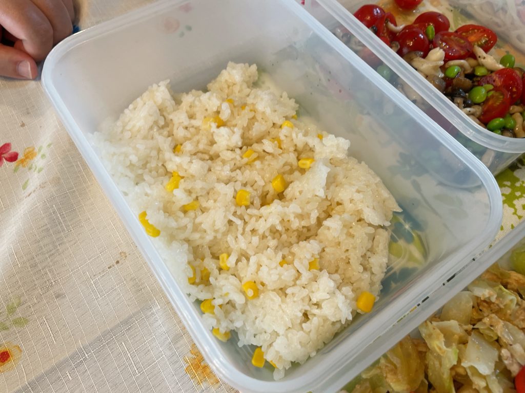 料理教室マンツーマントウモロコシご飯