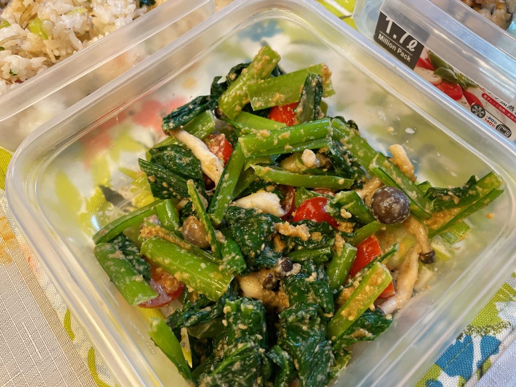 料理教室マンツーマン小松菜胡麻和え