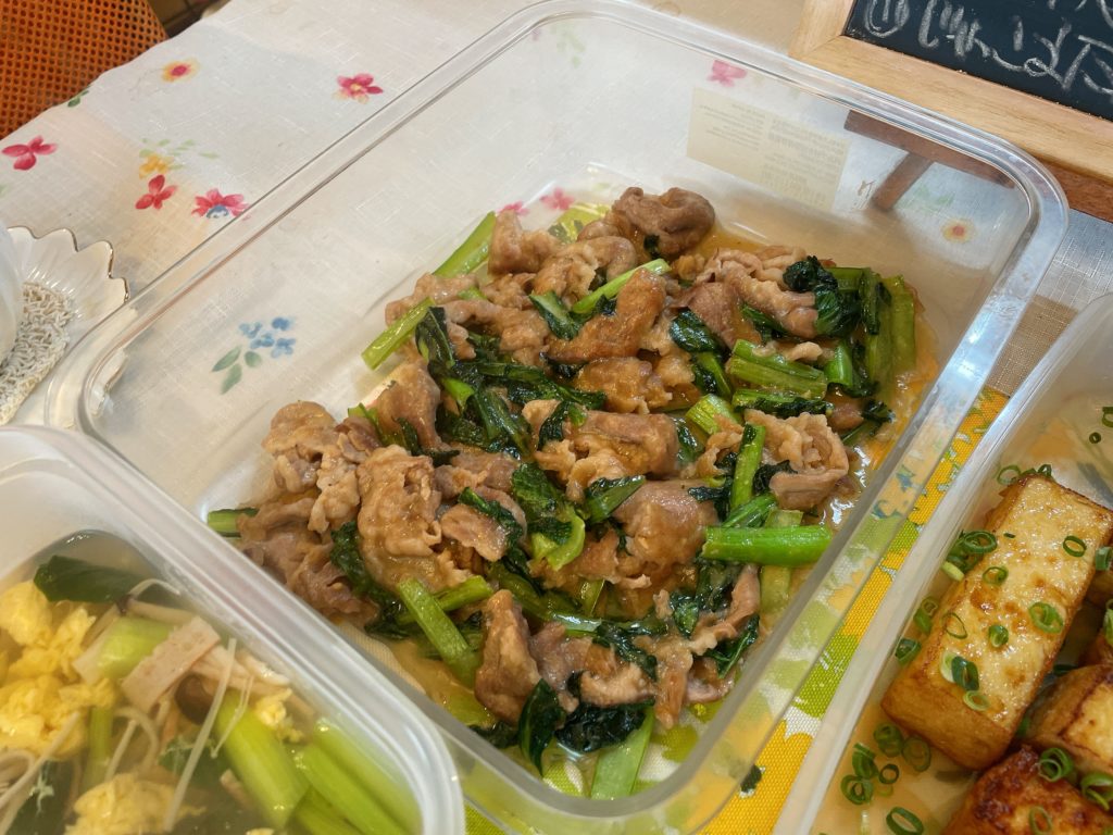 料理教室マンツーマン小松菜豚味噌炒め