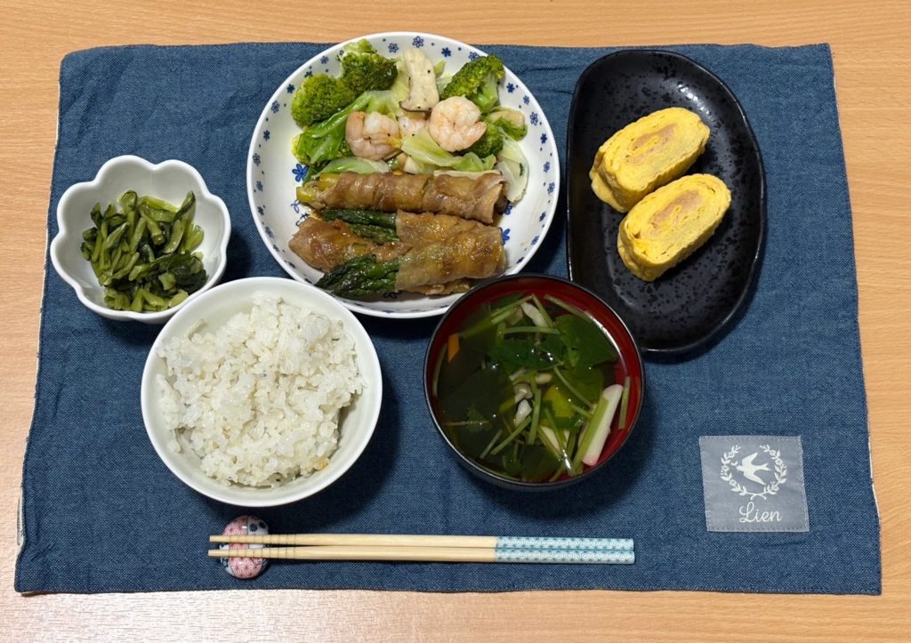 料理教室マンツーマンアスパラ肉巻きセット盛り付け