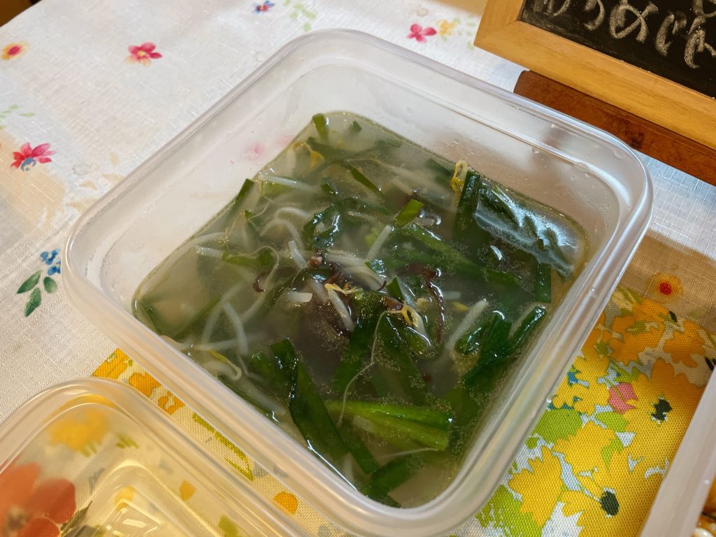 料理教室マンツーマンもやしニラスープ