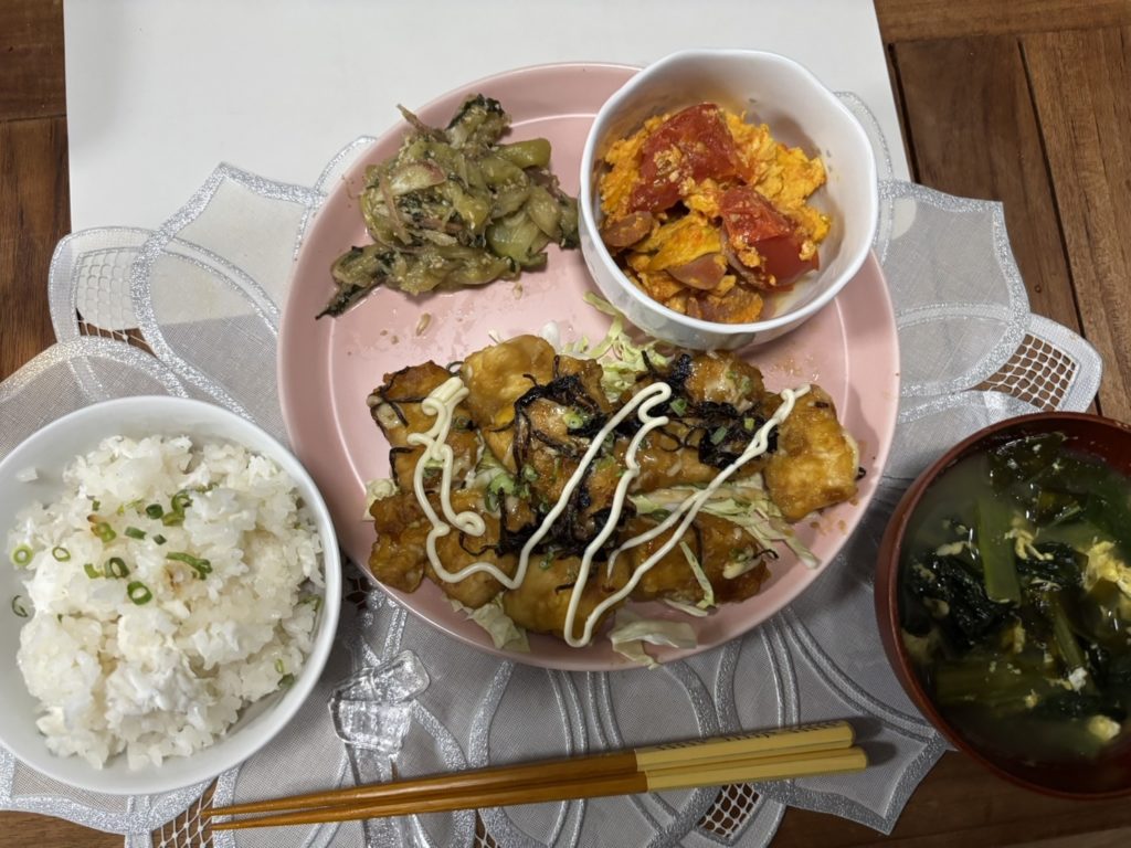 料理教室マンツーマン照りマヨチキンセット盛り付け