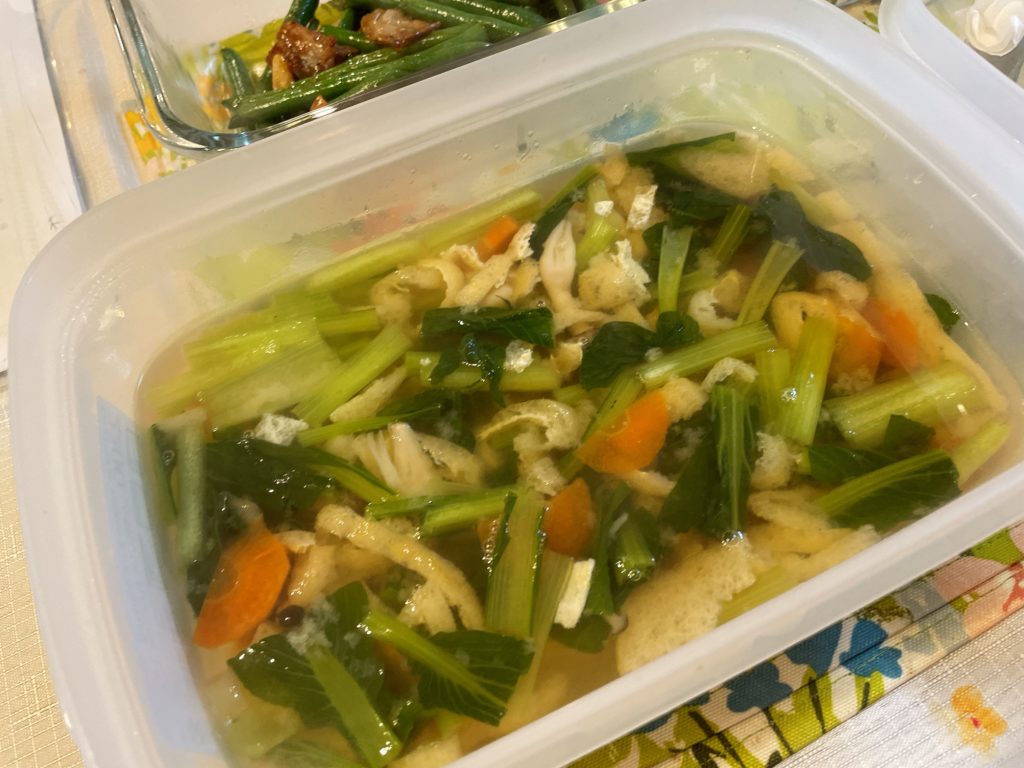 料理教室マンツーマン小松菜きのこのお味噌汁
