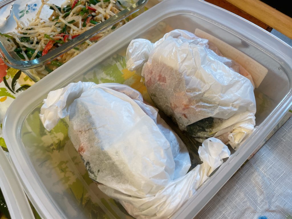 料理教室マンツーマン魚ハーブシート包み蒸し