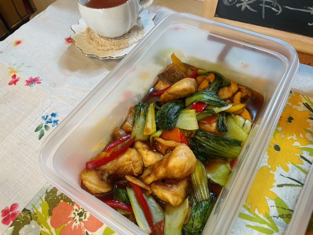 料理教室マンツーマン鯛青梗菜甘酢炒め