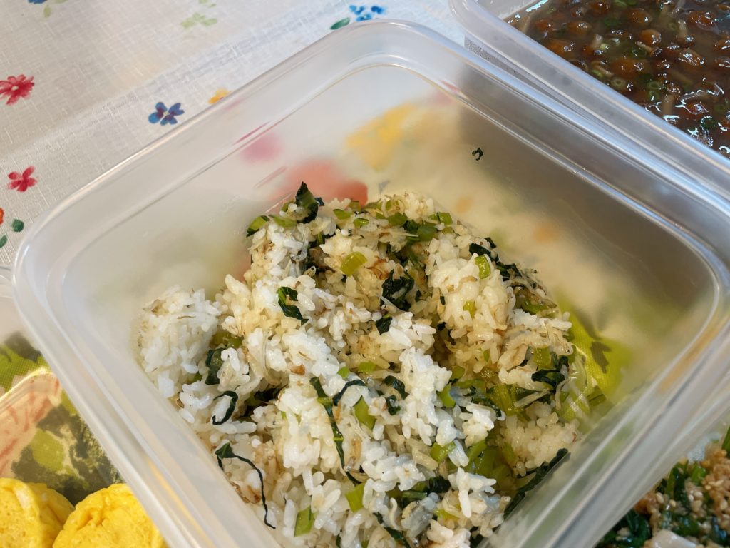料理教室マンツーマン小松菜ごはん