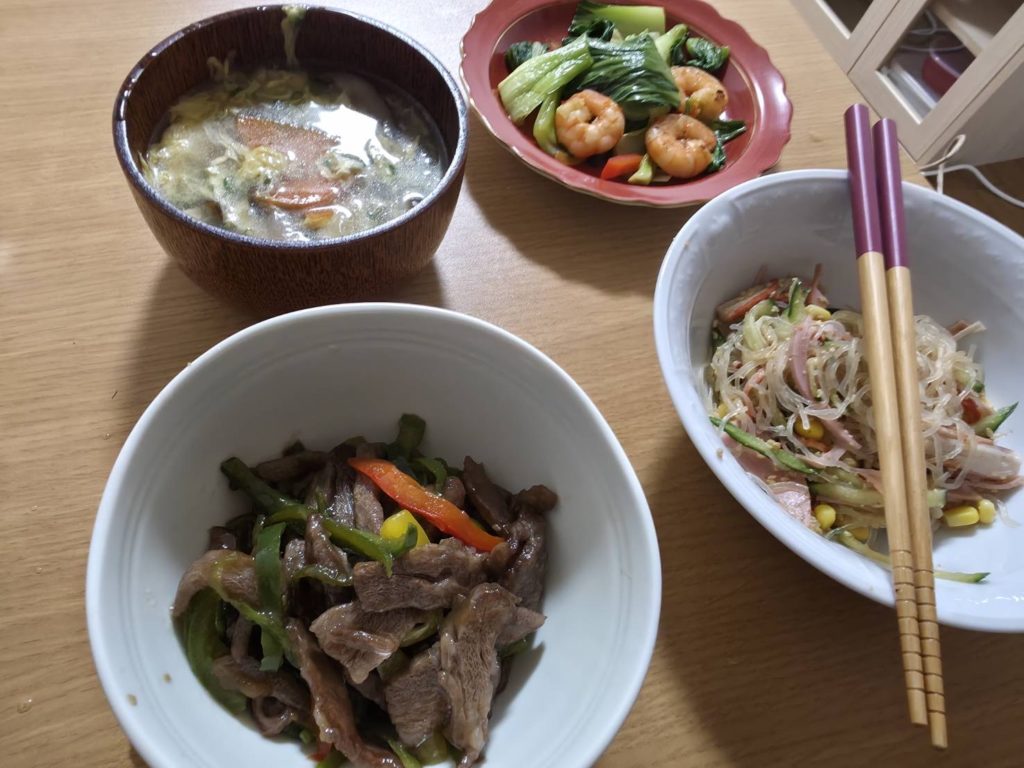 料理教室マンツーマン青椒肉絲セット盛り付け