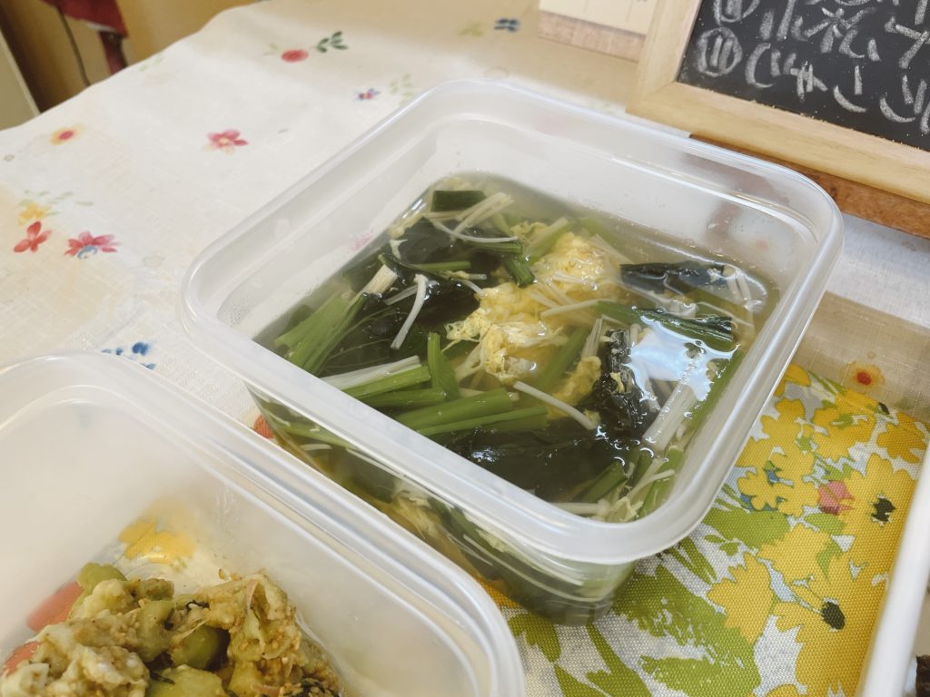 料理教室マンツーマン小松菜かき玉汁