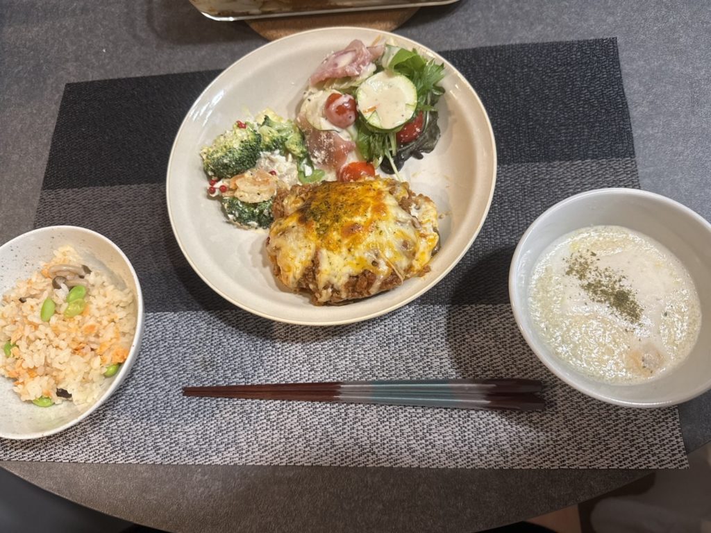 料理教室マンツーマン茄子ラザニアセット盛り付け