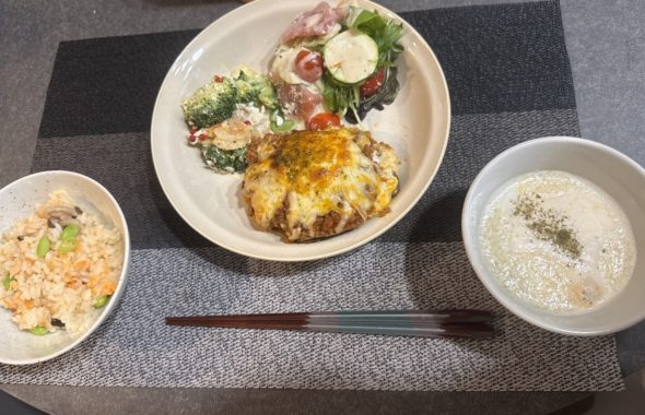 料理教室マンツーマン茄子ラザニアセット盛り付け