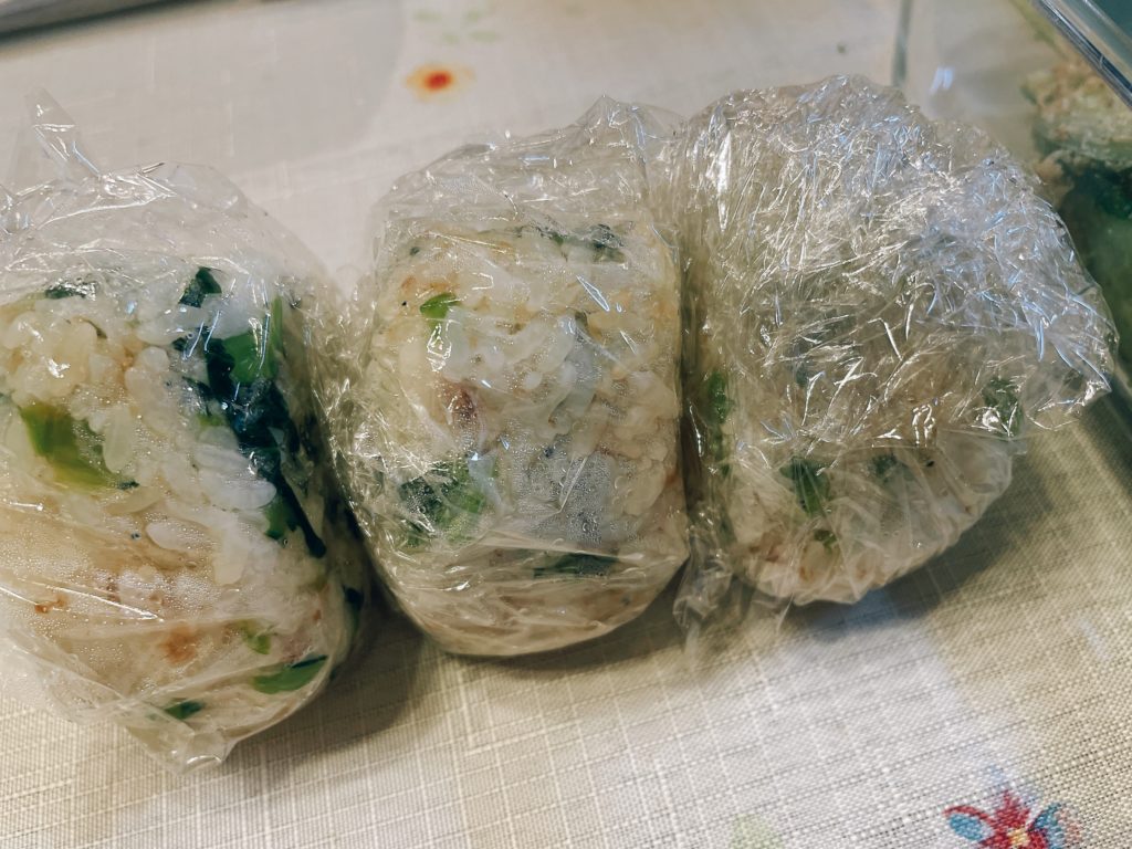 料理教室マンツーマン小松菜ごはんおにぎり