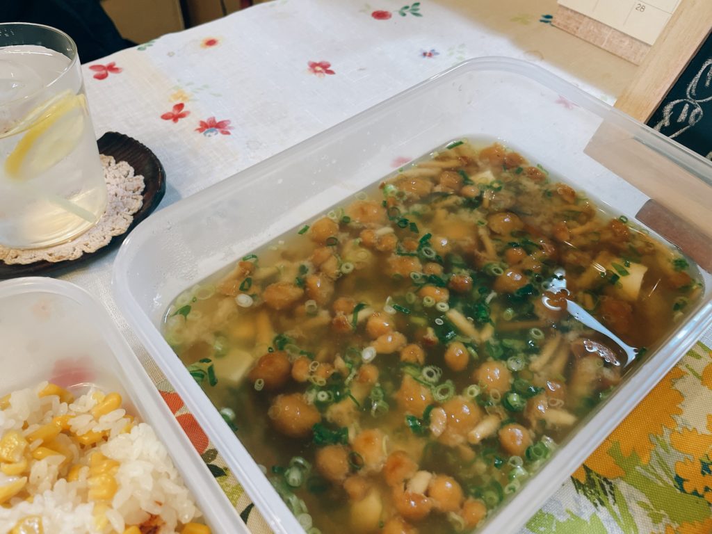 料理教室マンツーマンなめこ汁