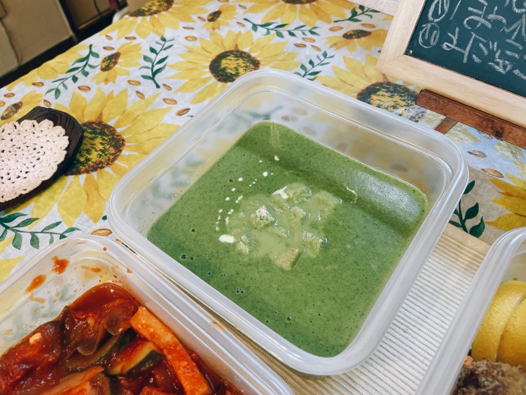 料理教室マンツーマン小松菜ポタージュ