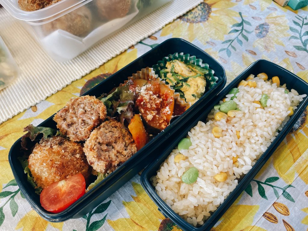 料理教室マンツーマンメンチカツ弁当