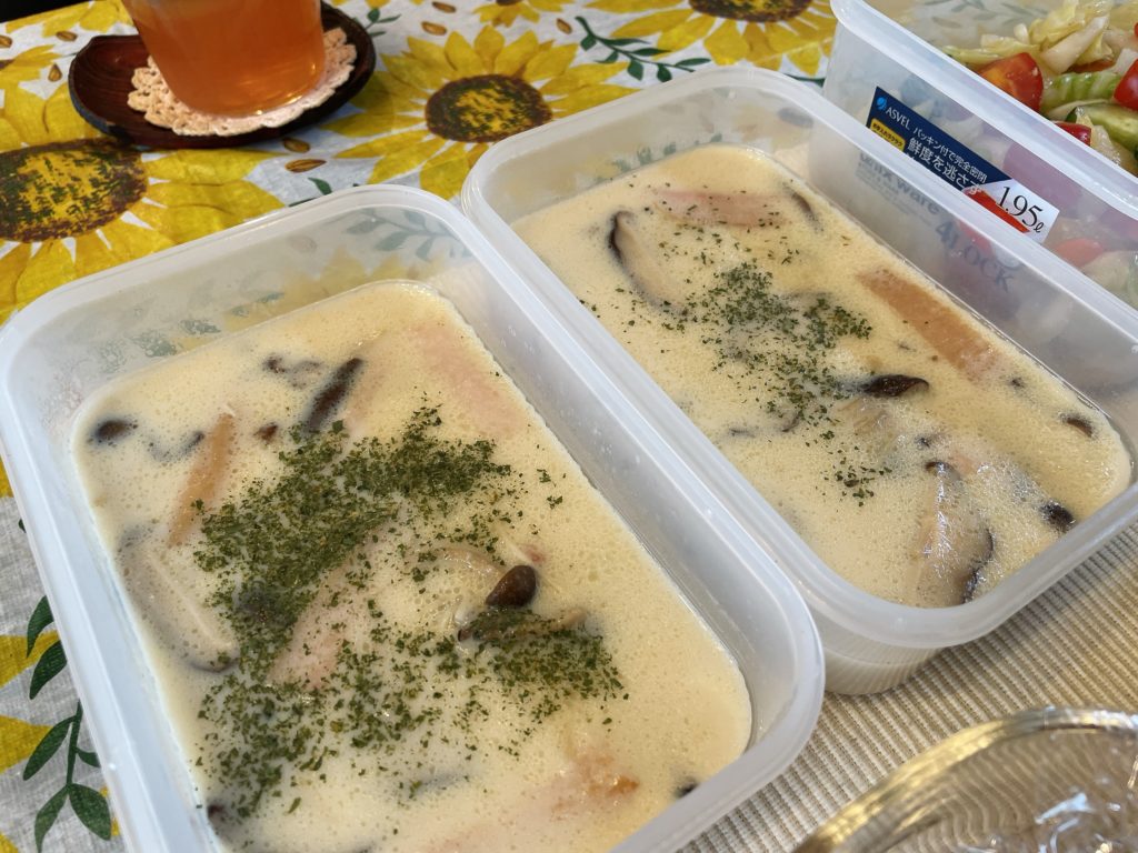 料理教室マンツーマンきのこ豆乳スープ