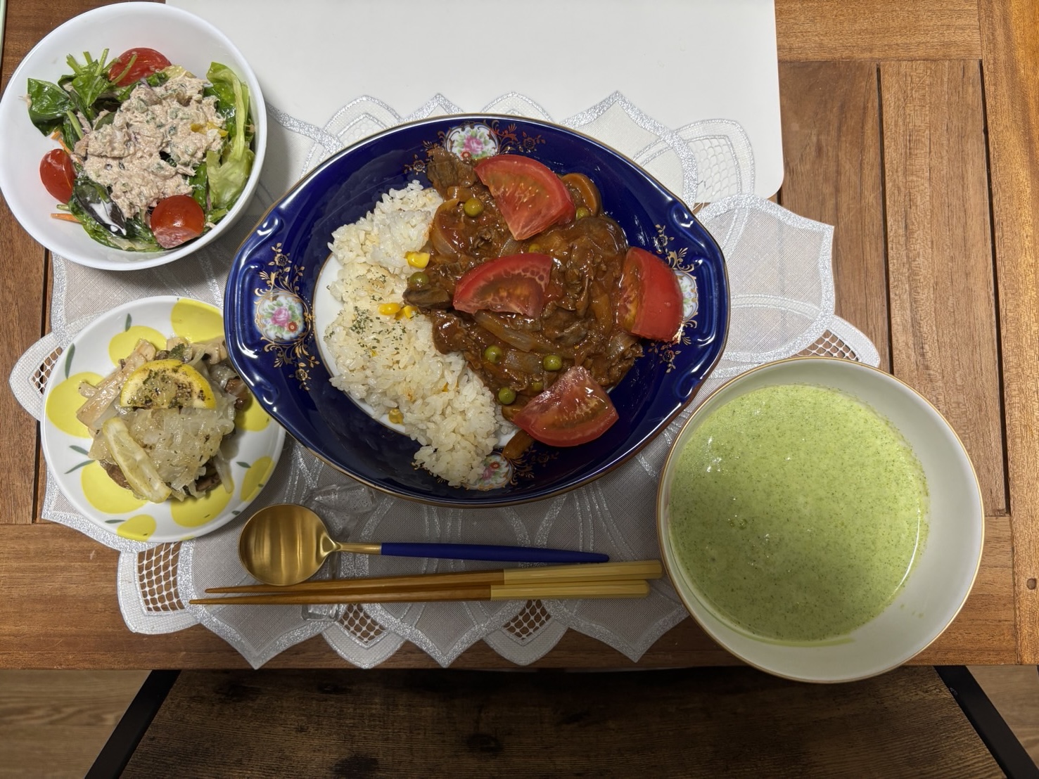 料理教室マンツーマンハヤシライスセット盛り付け