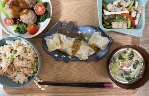 料理教室マンツーマン水餃子セット盛り付け
