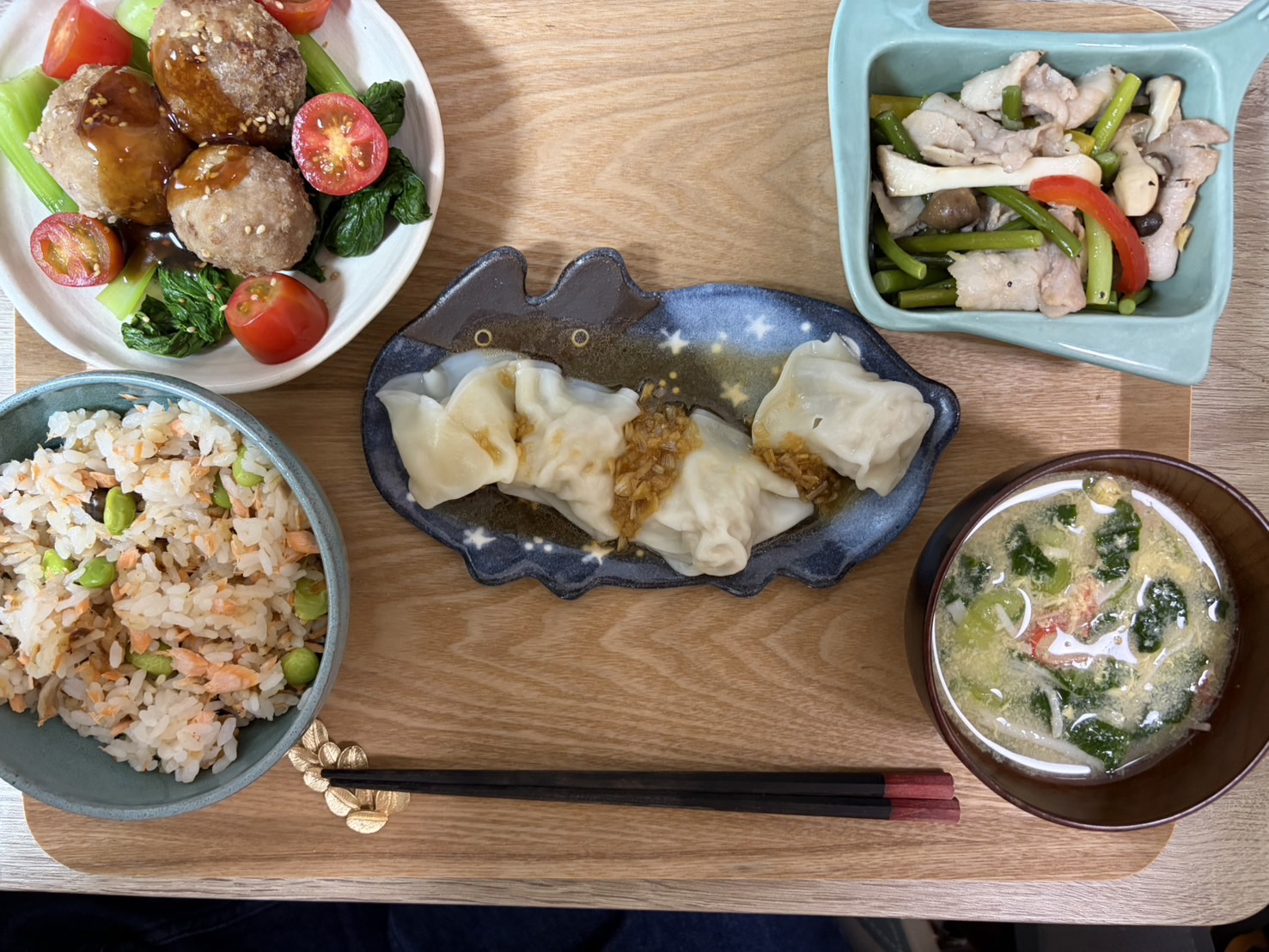 料理教室マンツーマン水餃子セット盛り付け
