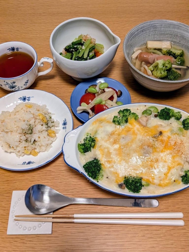 料理教室マンツーマンチキンジャガイモグラタンセット盛り付け