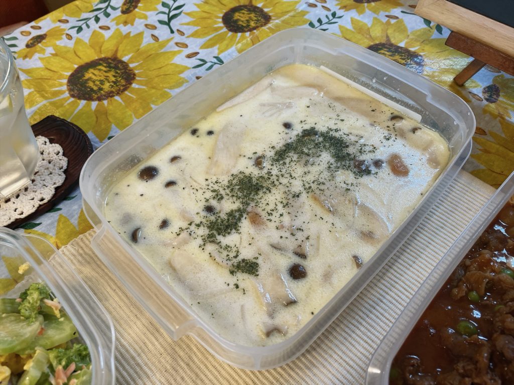 料理教室マンツーマンキノコミルクスープ