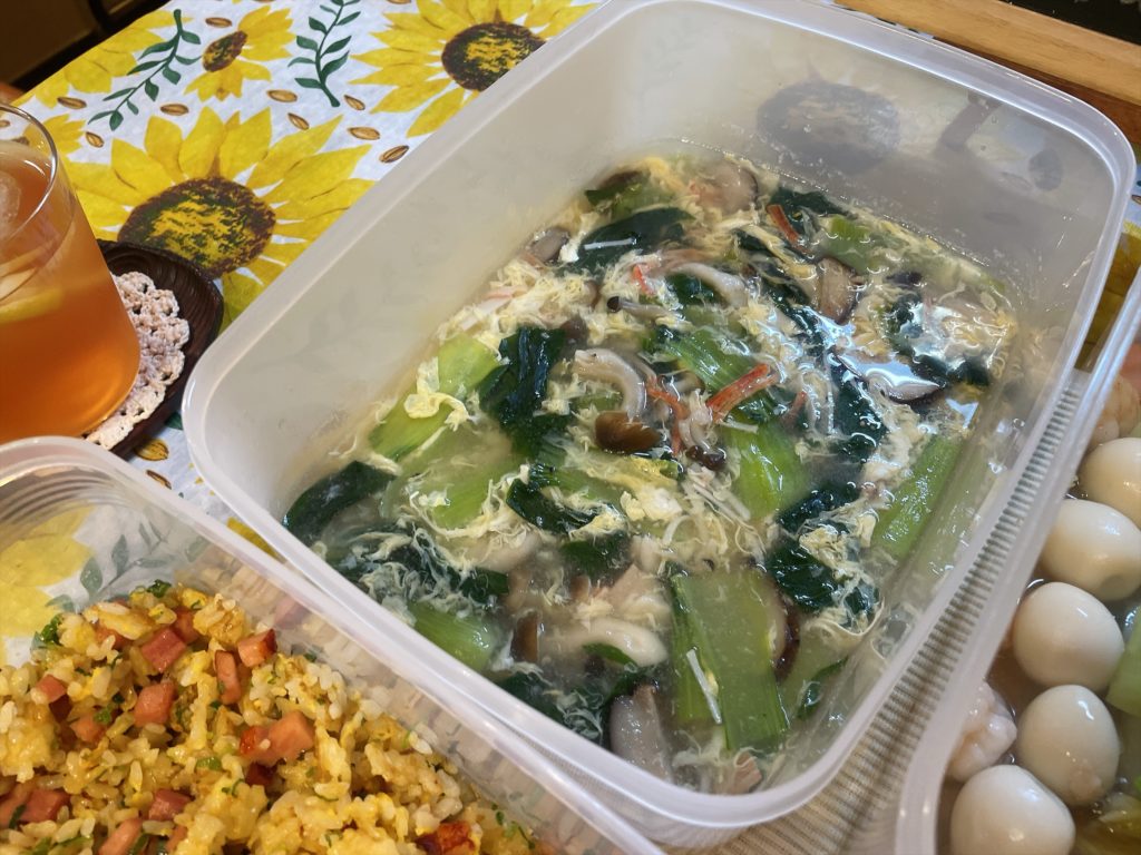料理教室マンツーマン青梗菜卵スープ