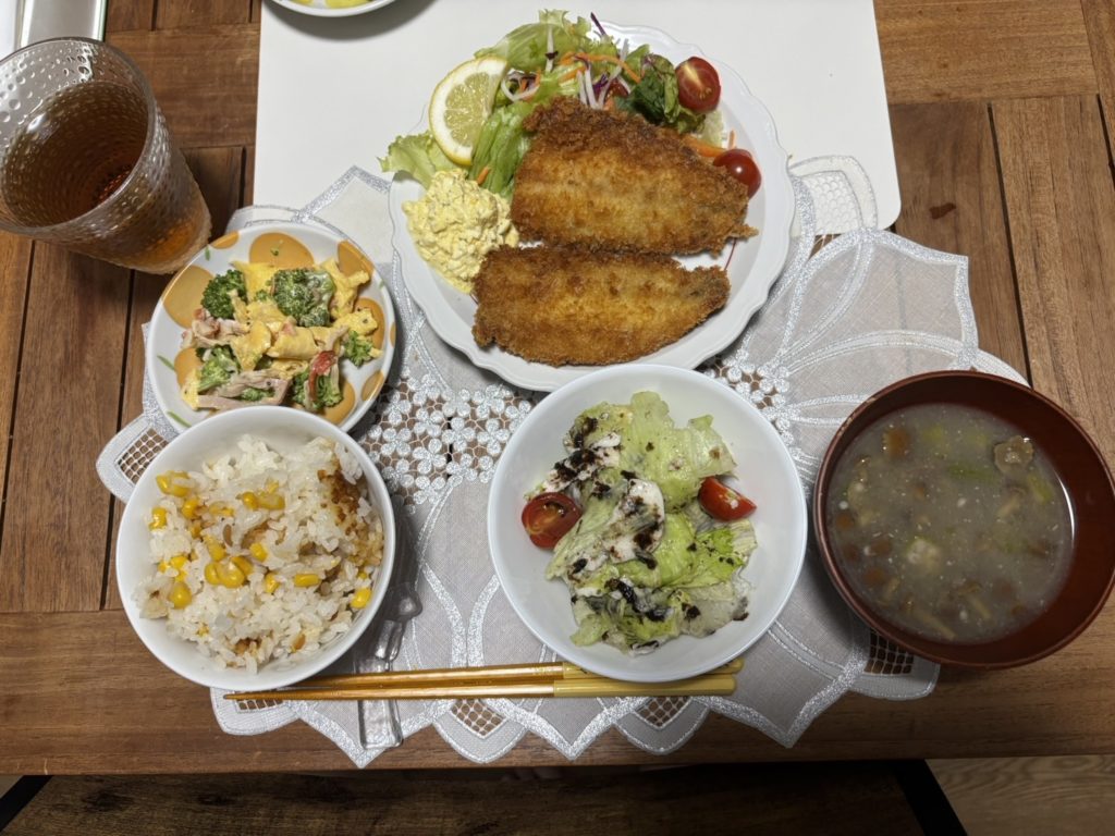料理教室マンツーマンアジフライセット盛り付け