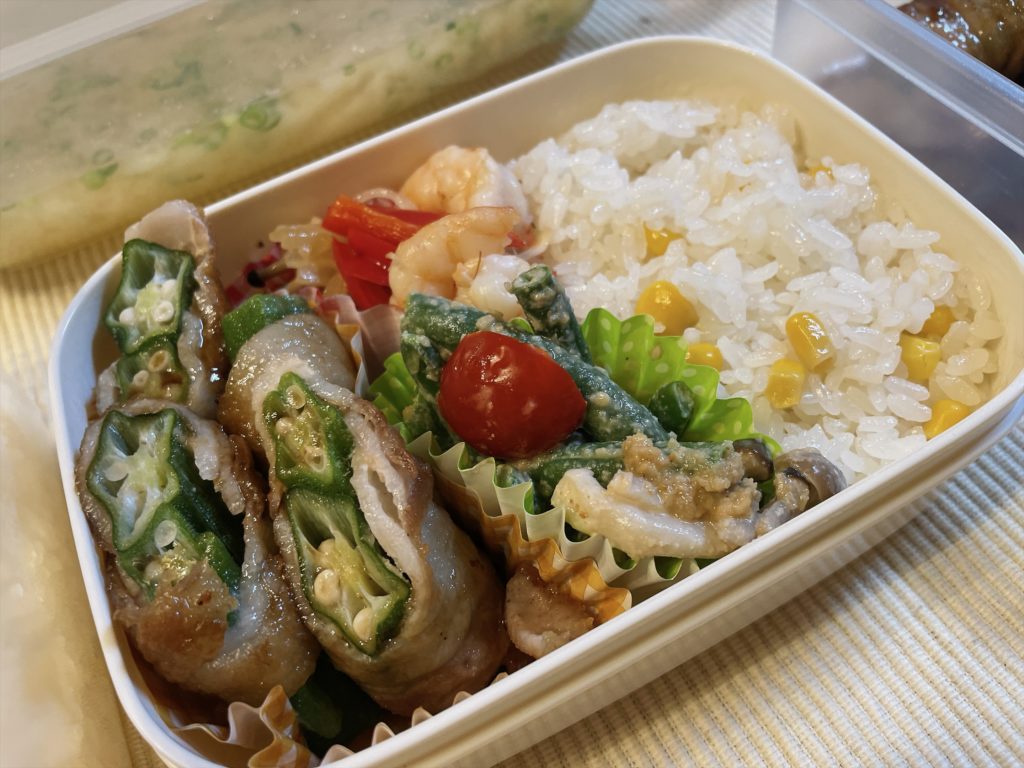 料理教室マンツーマンオクラ豚巻き弁当