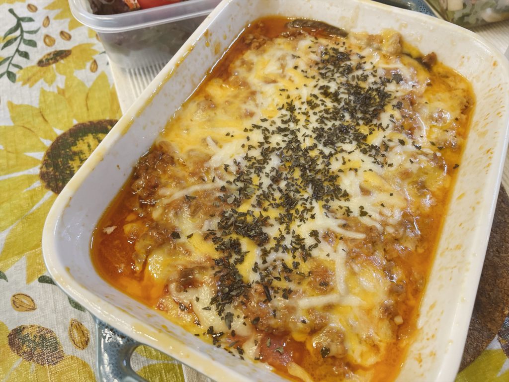 料理教室マンツーマン茄子トマトチーズ焼き