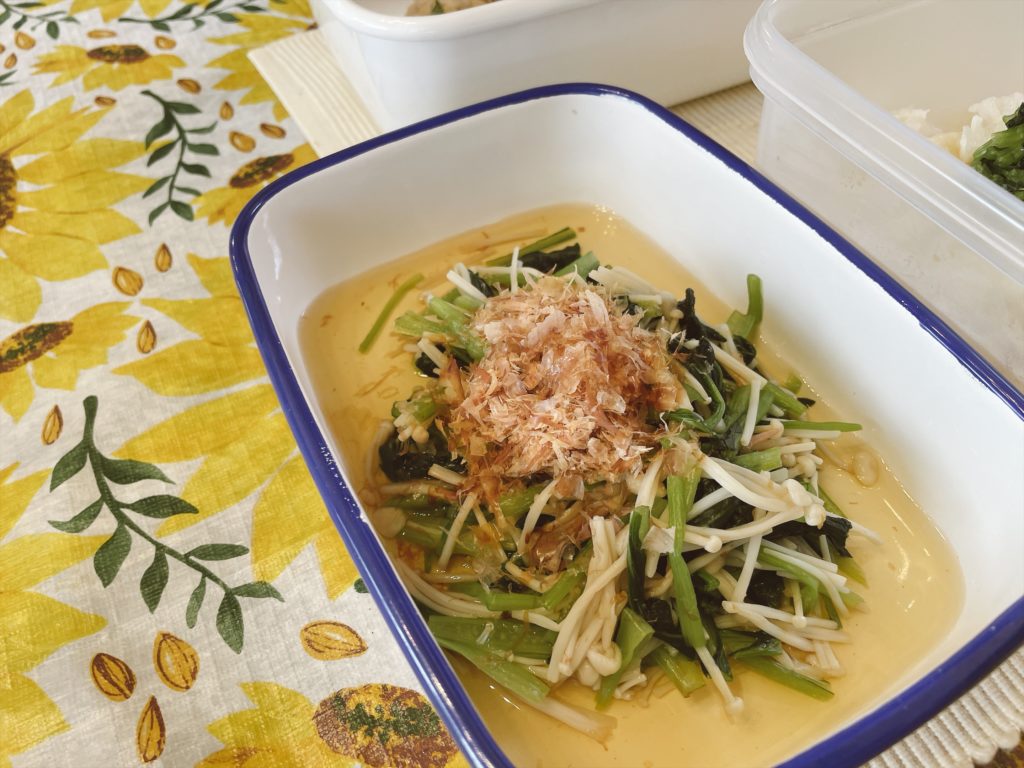 料理教室マンツーマン小松菜おひたし