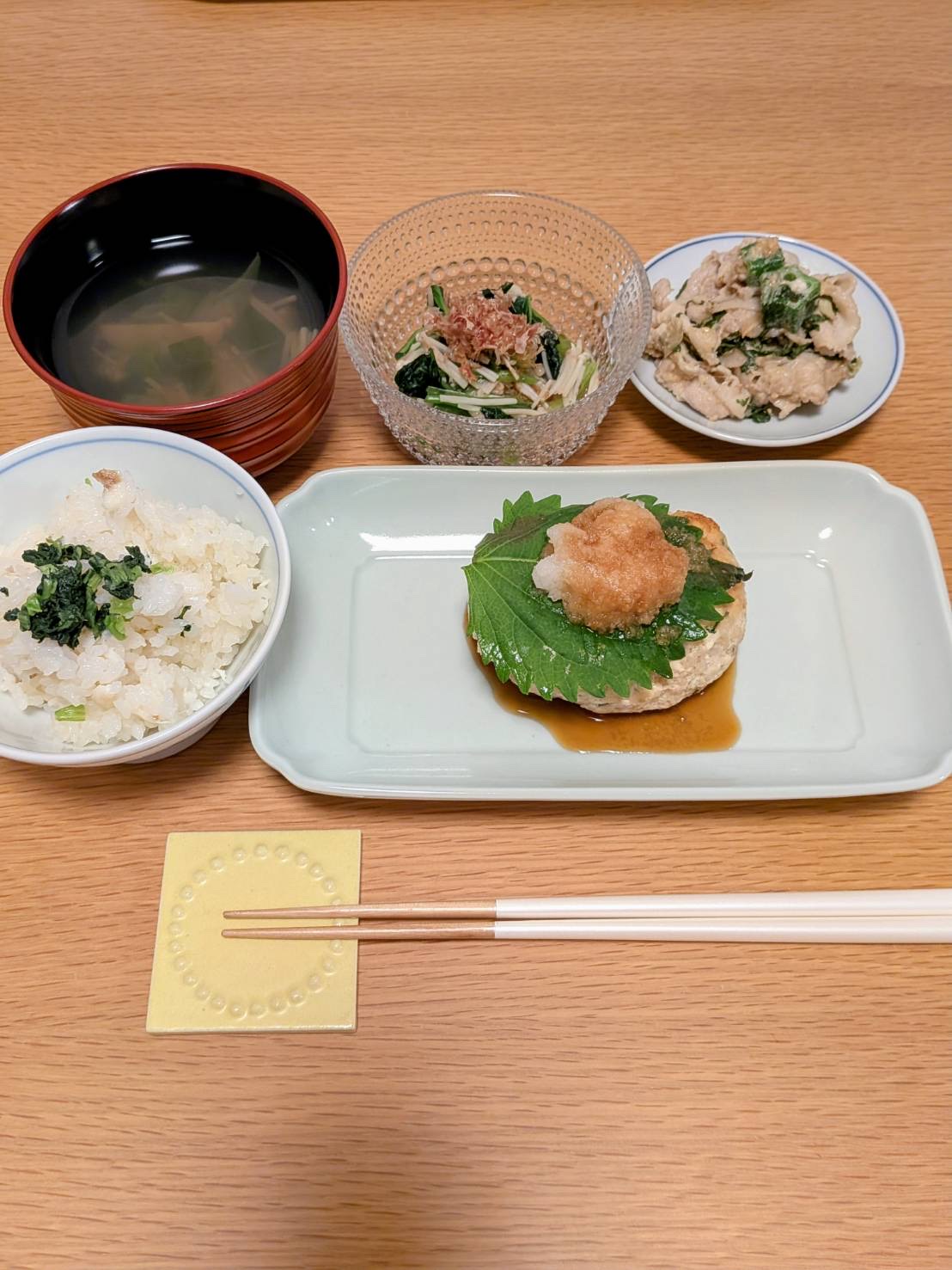 料理教室マンツーマン豆腐ハンバーグセット盛り付け
