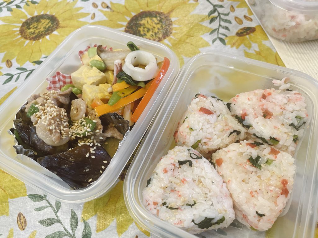 料理教室マンツーマン茄子味噌おにぎり弁当
