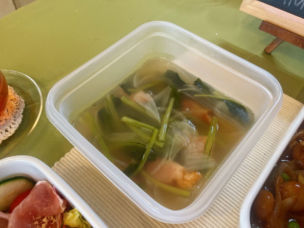 料理教室マンツーマン小松菜ベーコンスープ