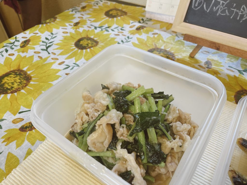 料理教室マンツーマン豚小松菜味噌炒め