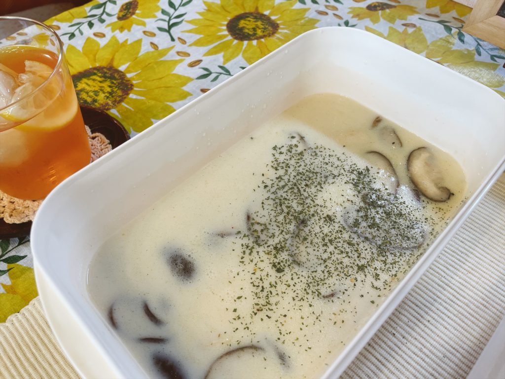 料理教室マンツーマンきのこ豆乳スープ