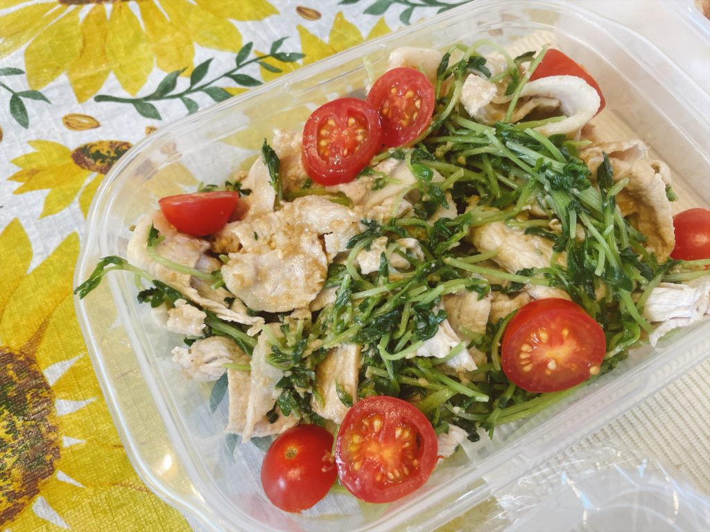 料理教室マンツーマン豚しゃぶ豆苗胡麻和え