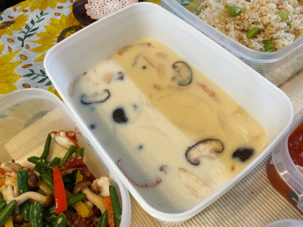 料理教室マンツーマンきのこ豆乳スープ