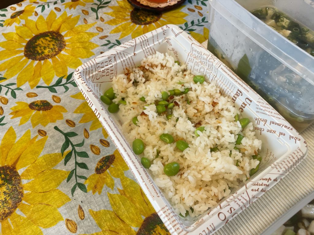 料理教室マンツーマン枝豆炊き込みご飯