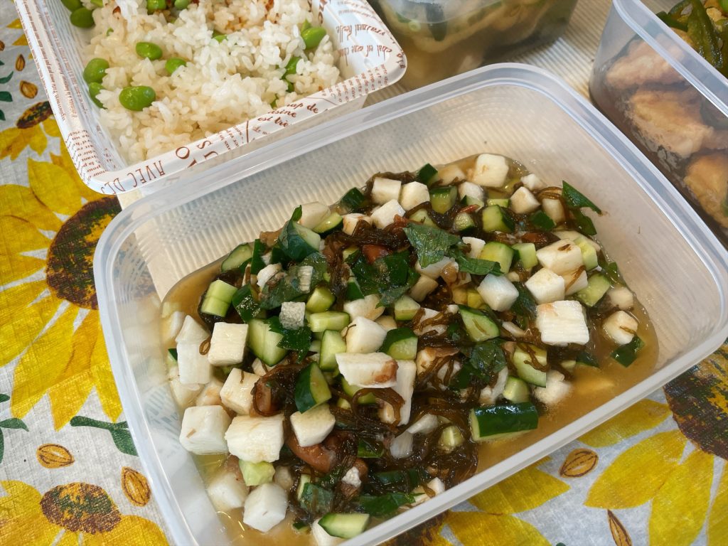 料理教室マンツーマン長芋もずくあえ