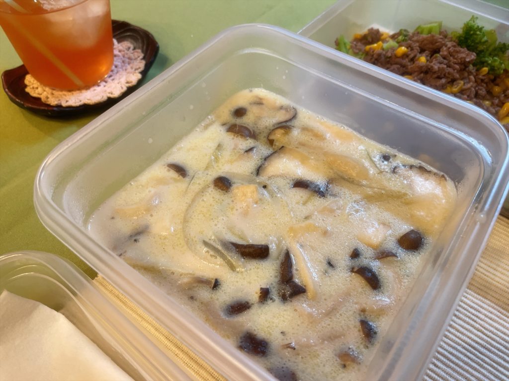 料理教室マンツーマンきのこ豆乳スープ