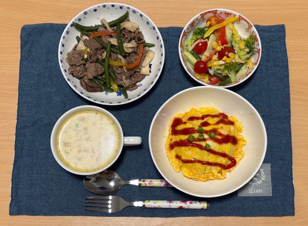 料理教室マンツーマンオムライスセット盛り付け