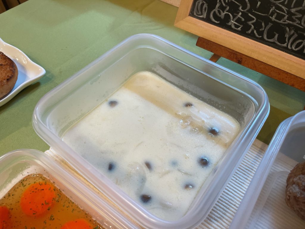 料理教室マンツーマンベーコン豆乳スープ